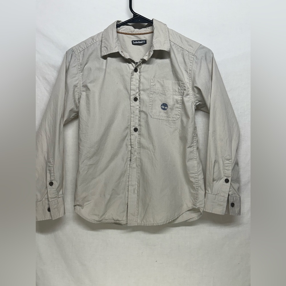 Boys‎ Timberland Button Down Long Sleeve Shirt Sand / Tan Color Size 8